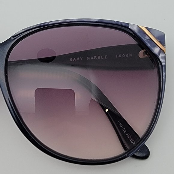 Sebastiano #600 Navy Marble Frame Purple Gradient Lens Vintage Sunglasses 62mm - Picture 11 of 12